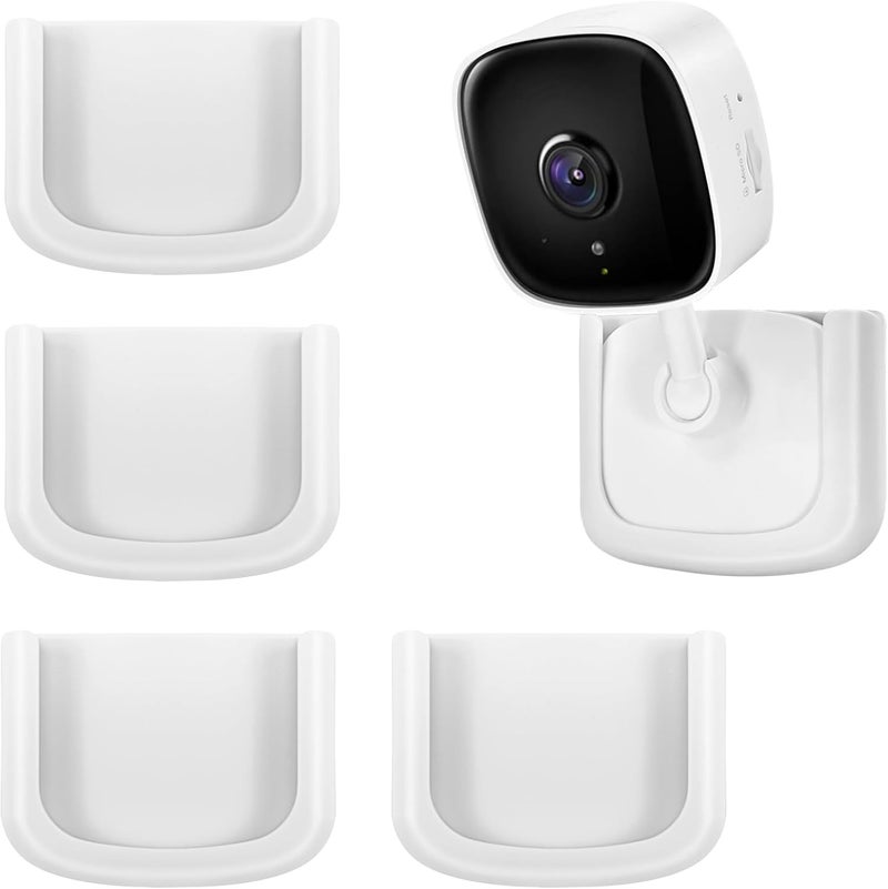 magicsee 4 Pack No Drill Tapo Camera Mount, Strong Adhesive Durable Wall Mount Stand Fits for Tapo Security Camera C100,C110, Easy Installation Window Mount Camera Brackets fits for TP Link Camera,White - Image 1